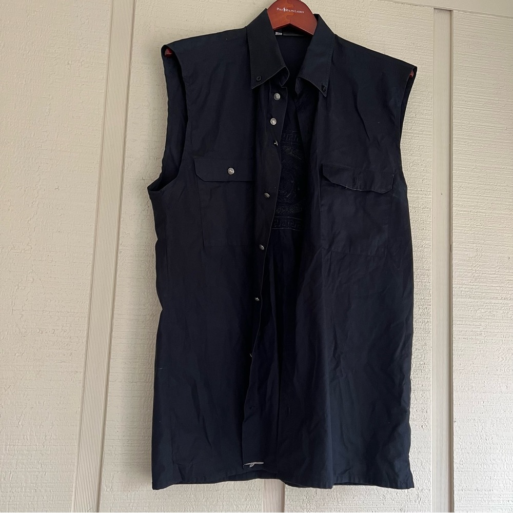 Black Versace button down vest sleeveless